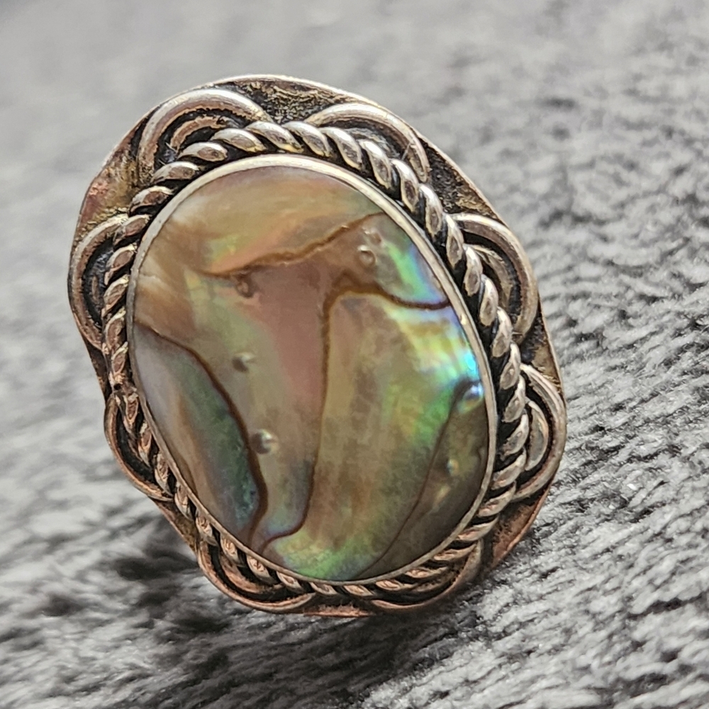 Sterling Silver Abalone Shell Ring - Picture 5 of 8